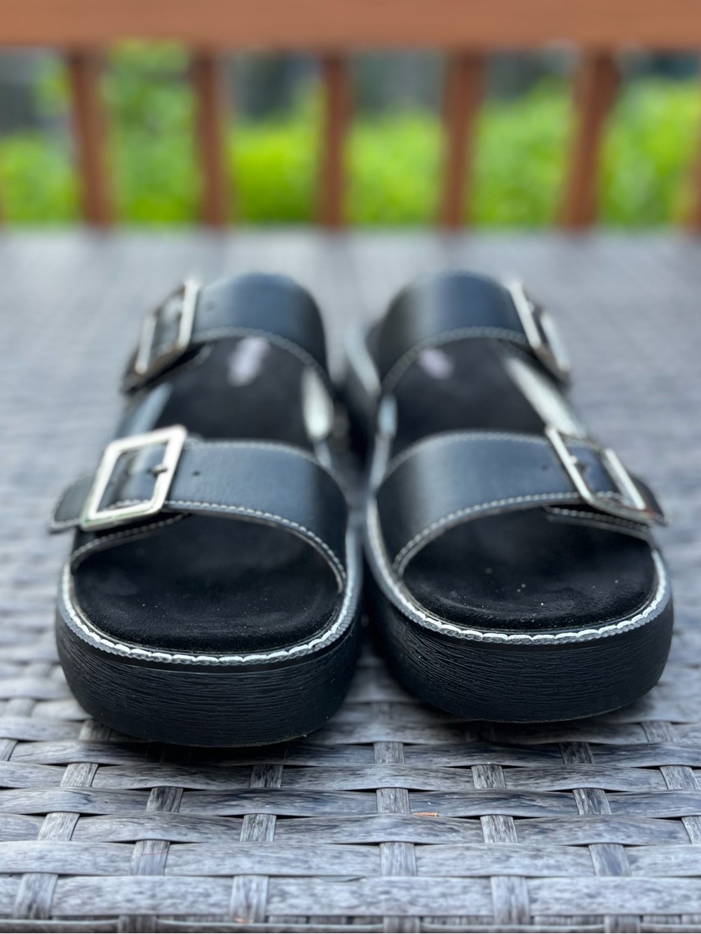 Alegria Iza Black Double-Buckle Platform Slide Sandals size EU 40, US 9.5 - Picture 6 of 9